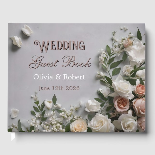 Livro de Visitas de Casamento Floral Personalizáve (Frente)