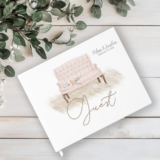 Livro de Visitas de Casamento Floral Rosa Boho Mod