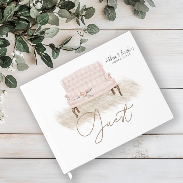 Livro de Visitas de Casamento Floral Rosa Boho Mod (Criador carregado)