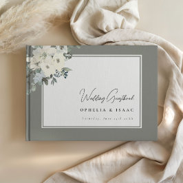 Livro de Visitas de Casamento Floral Verde Oliva E