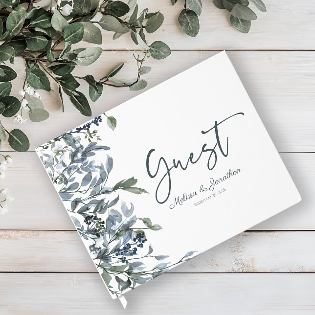 Livro de Visitas de Casamento Floral Verde Pratead (Criador carregado)