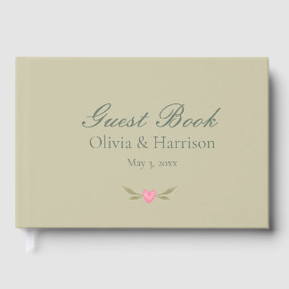 Livro de Visitas de Casamento Floral Verde Sage El
