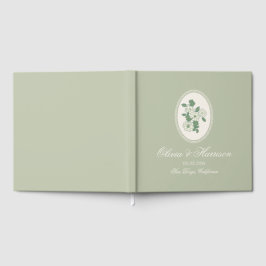 Livro de Visitas de Casamento Floral Verde Salvia