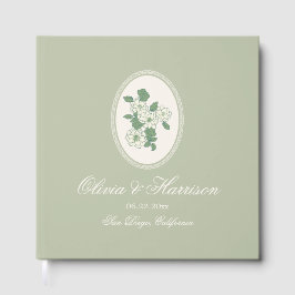 Livro de Visitas de Casamento Floral Verde Salvia