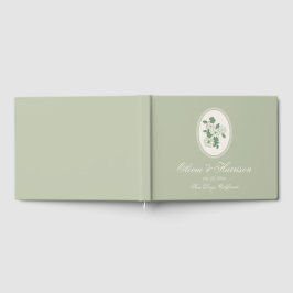 Livro de Visitas de Casamento Floral Verde Salvia