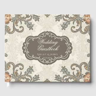 Livro de Visitas de Casamento Floral Verde Vintage
