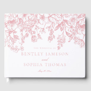 Livro de Visitas de Casamento Floral Vintage Chino