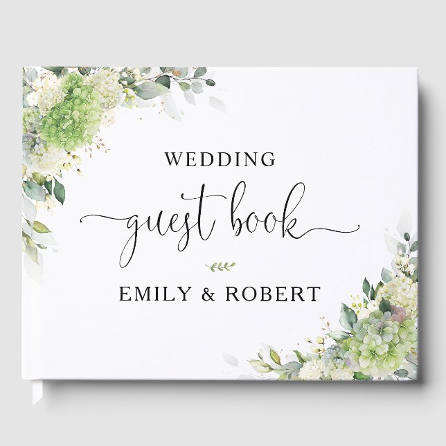 Livro de Visitas de Casamento Hortênsias Botânicas (Frente)