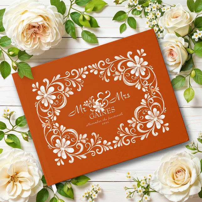 Livro de Visitas de Casamento Laranja Escuro Shabb (Criador carregado)