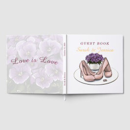 Livro de Visitas de Casamento Lésbico com Flores d