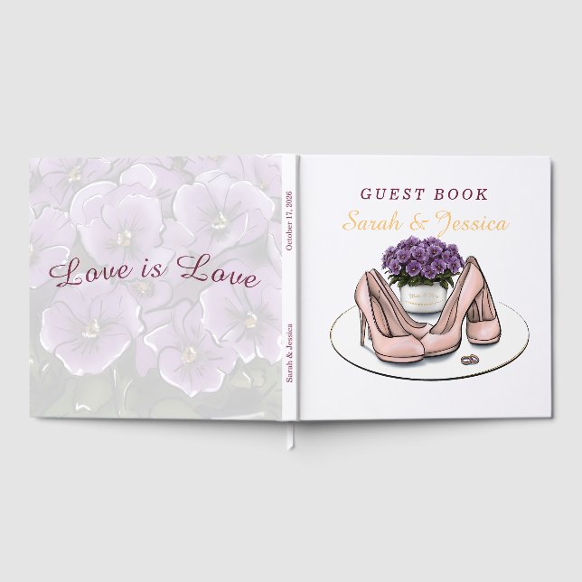 Livro de Visitas de Casamento Lésbico com Flores d (Completo)