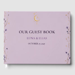 Livro de Visitas de Casamento Lilás Celestial Góti