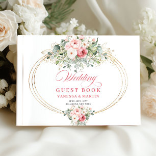 Livro de Visitas de Casamento Luxuoso Bege e Doura