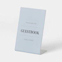 Livro de Visitas de Casamento Minimalista Azul Des