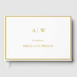 Livro de Visitas de Casamento Minimalista em Ouro