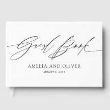 Livro de Visitas de Casamento Minimalista Preto e 