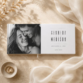 Livro de Visitas de Casamento Minimalista Preto e 