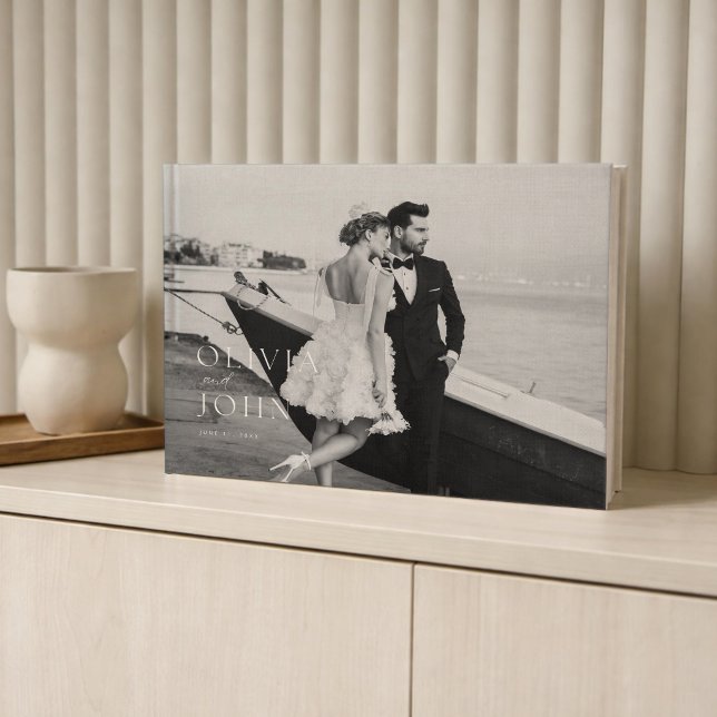Livro de Visitas de Casamento Moderno Preto e Bran (Criador carregado)