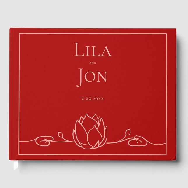 Livro de Visitas de Casamento Personalizado Lotus (Frente)