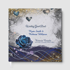 Livro de Visitas de Casamento Prata Dourado Marinh