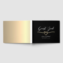 Livro de Visitas de Casamento Preto Dourado Elegan