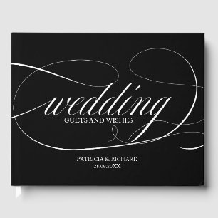 Livro de Visitas de Casamento Preto e Branco Chiqu