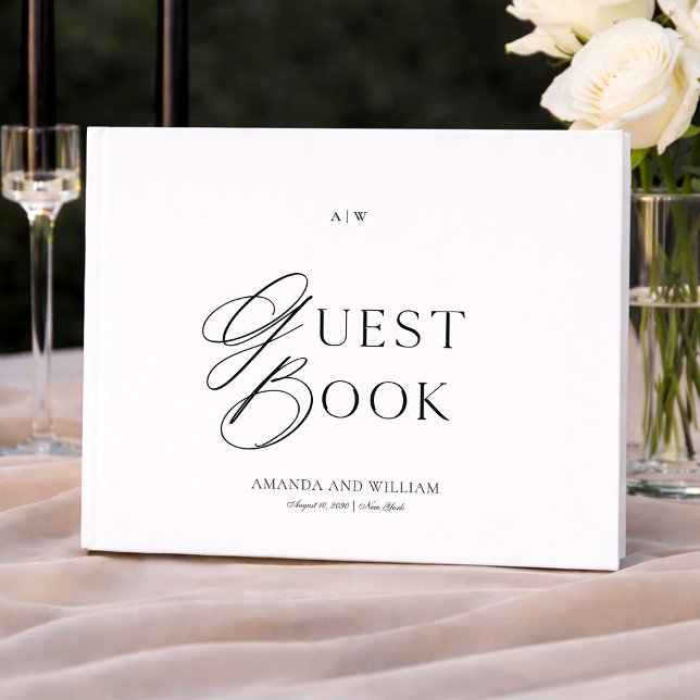 Livro de Visitas de Casamento Preto e Branco Minim (Criador carregado)