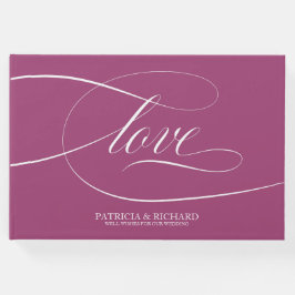 Livro de Visitas de Casamento Rosa Cassis Simples 