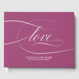Livro de Visitas de Casamento Rosa Cassis Simples