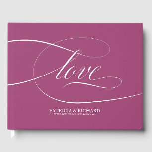 Livro de Visitas de Casamento Rosa Cassis Simples 