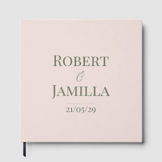 Livro de Visitas de Casamento Rosa Pálido e Verde