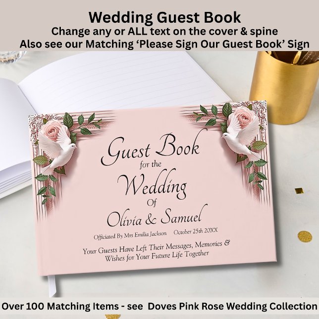 Livro de Visitas de Casamento Rosas Cor-de-Rosa &  (Criador carregado)
