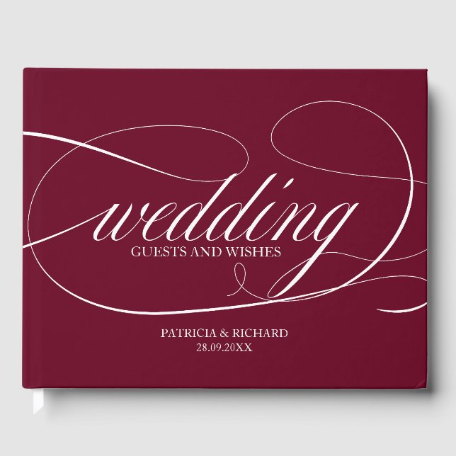 Livro de Visitas de Casamento Simples Elegante Bor (Frente)