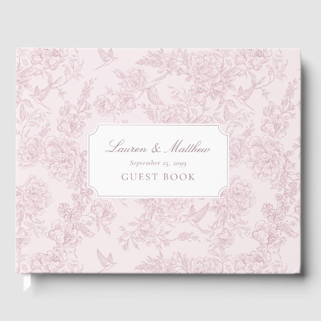 Livro de Visitas de Casamento Toile Rosa (Frente)