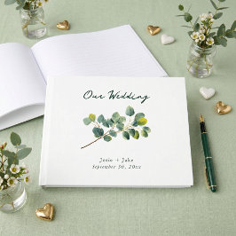 Livro de visitas de casamento verde ramo de eucali