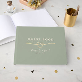 Livro de Visitas de Casamento Verde Salvia com Cor