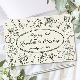 Livro de Visitas de Casamento Verde Vintage Desenh