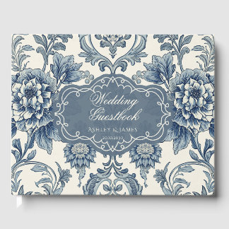 Livro de Visitas de Casamento Vitoriano Floral Azu