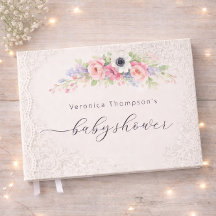 Livro de Visitas de Chá de Bebê Floral Doce