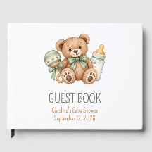 Livro de Visitas de Chá de Bebê Urso de Pelúcia Ve