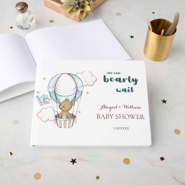Livro de Visitas de Chá de Bebê Urso Teddy Adoráve (Frente aberta)