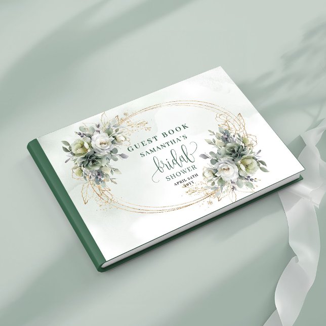 Livro de Visitas de Chá de Noiva Botânico Boho Dou (Boho Botanical Bridal Shower Guest Book Gold)
