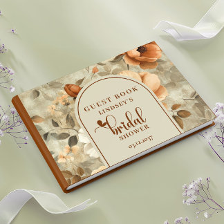 Livro de Visitas de Chá de Noiva Floral Terracota