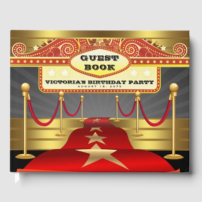 Livro de visitas de festa de aniversário com tapet (Frente)
