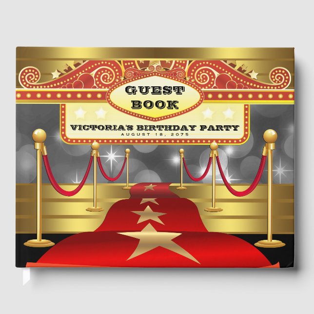 Livro de visitas de festa de aniversário com tapet (Frente)
