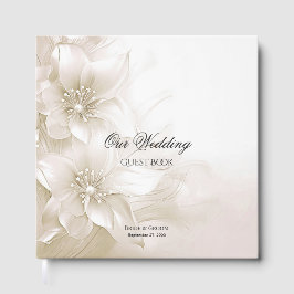 Livro de Visitas de Flores Brancas de Marfim Elega