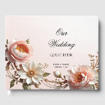 Livro de Visitas de Flores Cor-de-Rosa e Brancas D