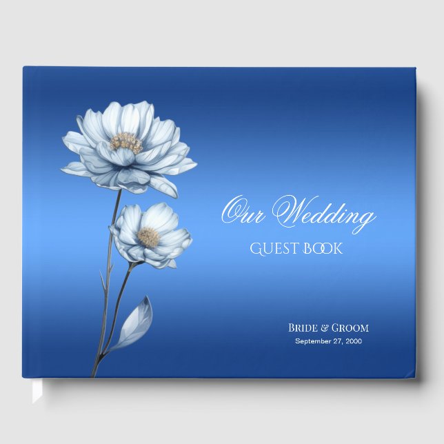 Livro de Visitas de Flores de Aquarela Azul (Frente)