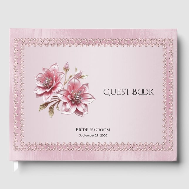 Livro de Visitas de Flores Rosa Moderno (Frente)