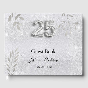livro de visitas de folhagem de prata do 25º anive
